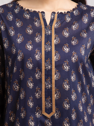 EDENROBE-29597-Unstitched Navy Blue Printed Khaddar 3 Piec