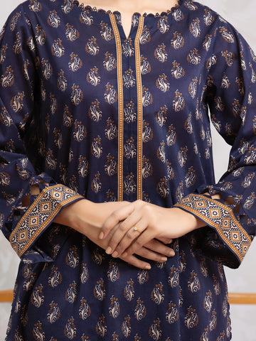 EDENROBE-29597-Unstitched Navy Blue Printed Khaddar 3 Piec