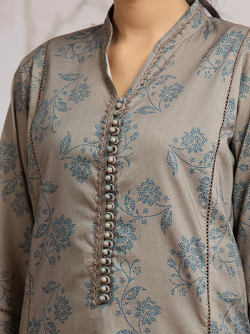 EDENROBE-29599-Unstitched Light Coffee Printed Khaddar 3 Piece -