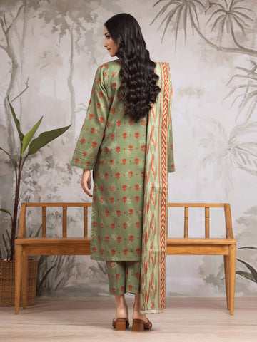 EDENROBE-29601-Unstitched Sage Green Printed Khaddar 3 Piece -