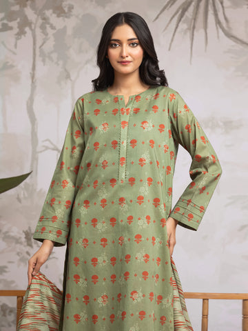 EDENROBE-29601-Unstitched Sage Green Printed Khaddar 3 Piece -