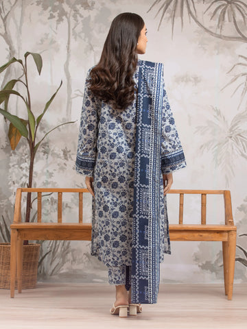 EDENROBE-29605-Unstitched Grey & Blue Printed Khaddar 3 Piece -