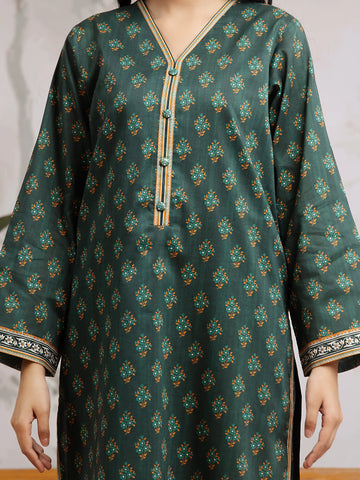 EDENROBE-29606-Unstitched Dark Teal Printed Khaddar 3 Piece