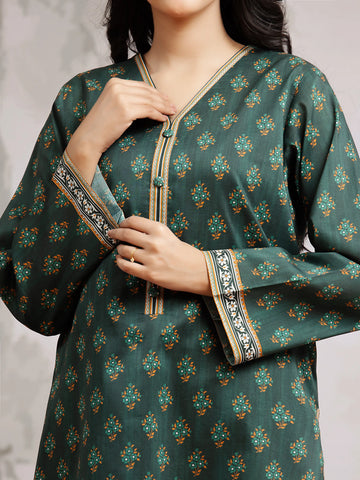EDENROBE-29606-Unstitched Dark Teal Printed Khaddar 3 Piece