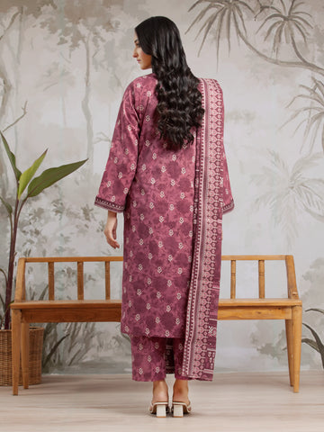 EDENROBE-29607-Unstitched Mauve Printed Khaddar 3 Piece
