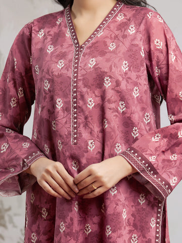 EDENROBE-29607-Unstitched Mauve Printed Khaddar 3 Piece