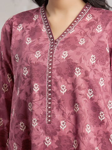 EDENROBE-29607-Unstitched Mauve Printed Khaddar 3 Piece