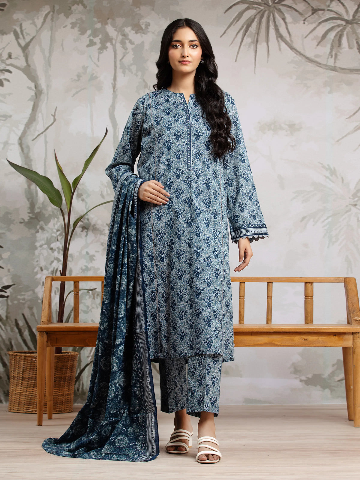 EDENROBE-29609-Unstitched Mauve Printed Khaddar 3 Piece