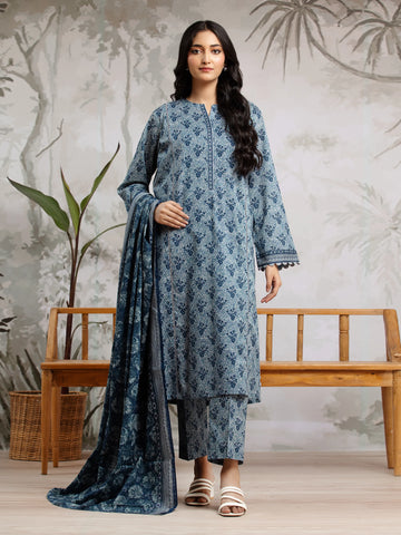 EDENROBE-29609-Unstitched Mauve Printed Khaddar 3 Piece