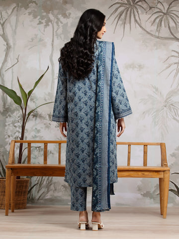 EDENROBE-29609-Unstitched Mauve Printed Khaddar 3 Piece