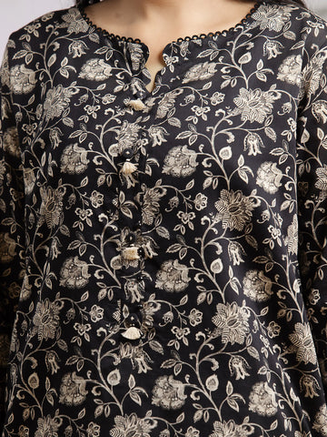 EDENROBE-29610-Unstitched Black Printed Khaddar 3 Piece