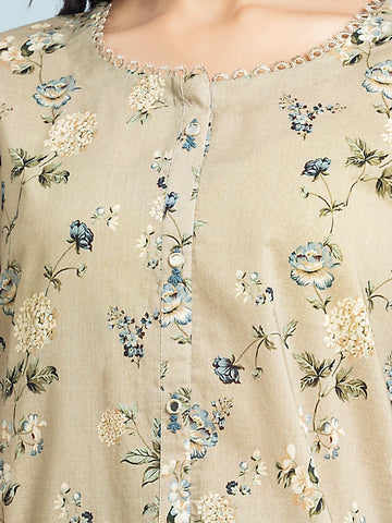 EDENROBE-29642-Unstitched Beige Printed Khaddar 3 Piece