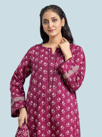 EDENROBE-29647-Unstitched Magenta Printed Khaddar 3 Piece