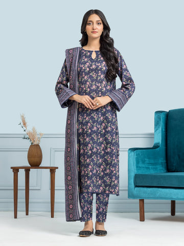 EDENROBE-29650-Unstitched Purple Multi Printed Khaddar 3 Piece