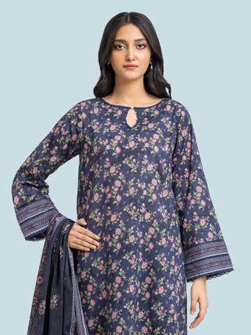 EDENROBE-29650-Unstitched Purple Multi Printed Khaddar 3 Piece