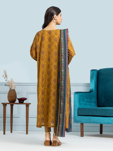 EDENROBE-29656-Unstitched Golden Printed Khaddar 3 Piece