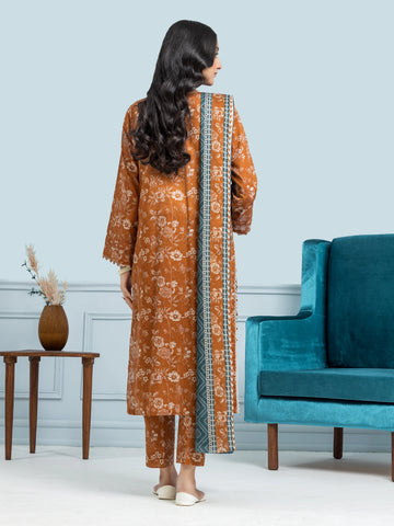 EDENROBE-29700-Unstitched Bronze Printed Khaddar 3 Piece