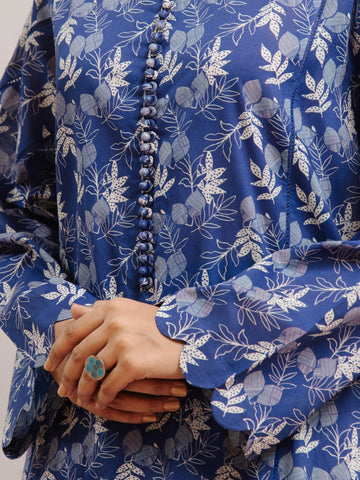 EDENROBE-29800-Unstitched Blue Printed Khaddar 3 Piece