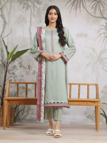 EDENROBE-29801-Unstitched Mist Green Printed Khaddar 3 Piece