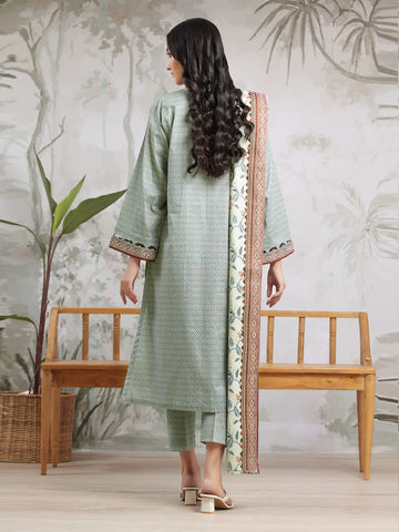 EDENROBE-29801-Unstitched Mist Green Printed Khaddar 3 Piece