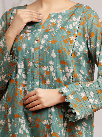 EDENROBE-29805-Unstitched Sea Green Printed Khaddar 3 Piece -