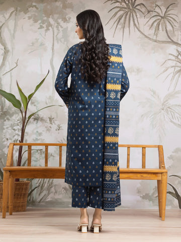 EDENROBE-29808-Unstitched Navy Blue Printed Khaddar 3 Piece