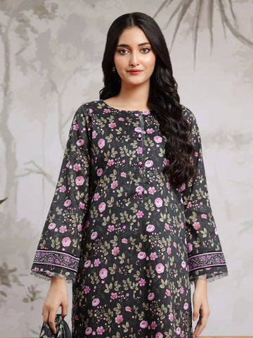 EDENROBE-29809-Unstitched Black Printed Khaddar 3 Piece