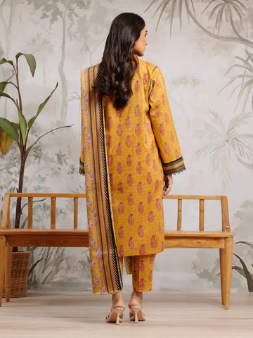 EDENROBE-29810-Unstitched Mustard Printed Khaddar 3 Piece