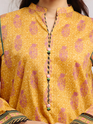 EDENROBE-29810-Unstitched Mustard Printed Khaddar 3 Piece