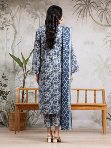 EDENROBE-29816-Unstitched Grey & Blue Printed Khaddar 3 Piece