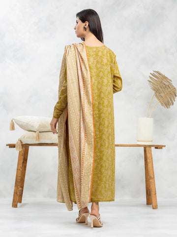 EDENROBE-EWU24A4-29109-3P Unstitched Golden Printed Viscose 3 Piece