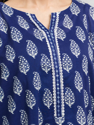EDENROBE-EWU24A4-29114-3P Unstitched Blue Printed Viscose 3 Piece