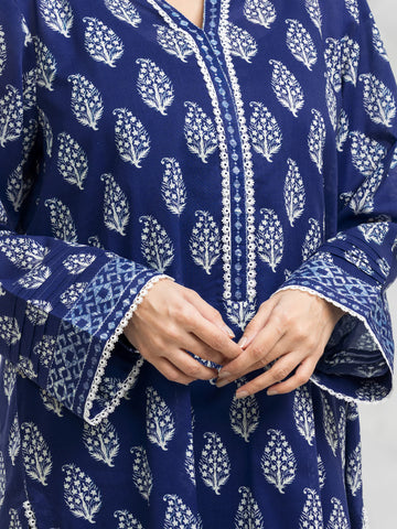 EDENROBE-EWU24A4-29114-3P Unstitched Blue Printed Viscose 3 Piece