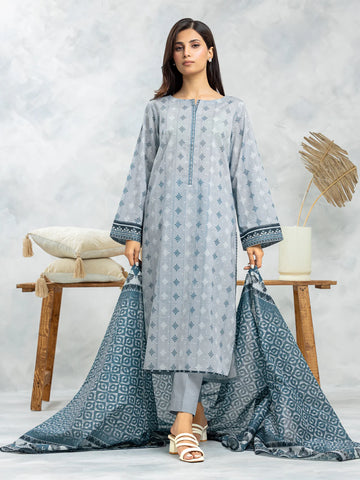 EDENROBE-EWU24A4-29124-3P Unstitched Grey Printed Viscose 3 Piece