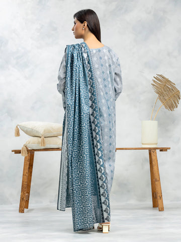 EDENROBE-EWU24A4-29124-3P Unstitched Grey Printed Viscose 3 Piece