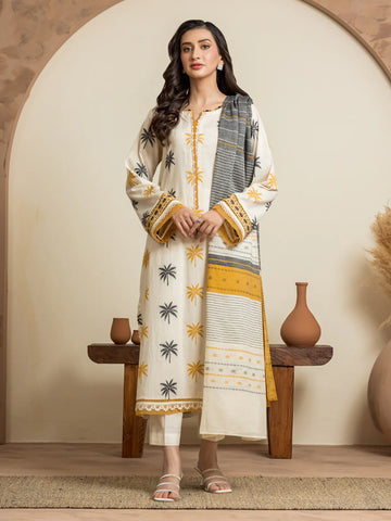 EDENROBE-Women Cream Unstitched -30053-3P