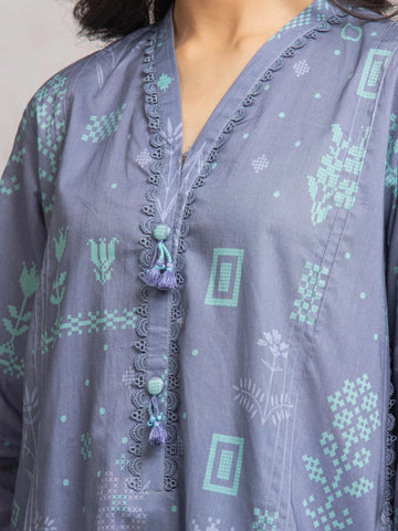 EDENROBE-M2-021-Unstitched Light Purple Printed Cambric 3 Piece