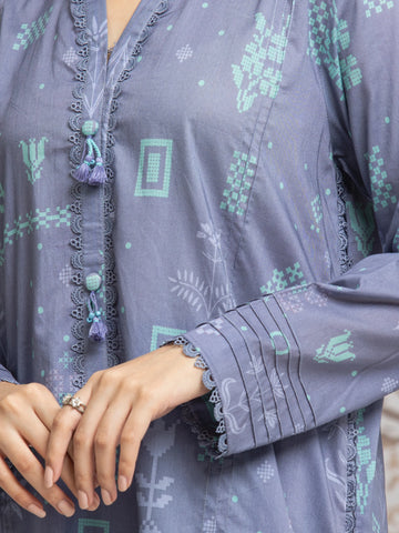 EDENROBE-M2-021-Unstitched Light Purple Printed Cambric 3 Piece
