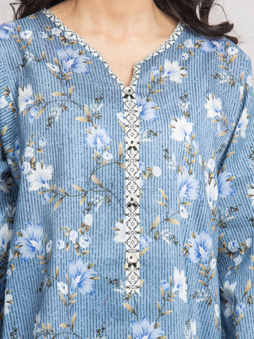 EDENROBE-M2-025-Unstitched Mid Blue Printed Cambric 3 Piece