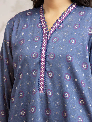 EDENROBE-M2-183-Unstitched Blue Printed Khaddar 3 Piece
