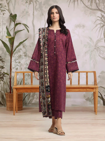EDENROBE-M3-072-Unstitched Magenta Printed Khaddar 3 Piece