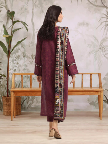 EDENROBE-M3-072-Unstitched Magenta Printed Khaddar 3 Piece