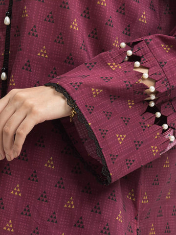 EDENROBE-M3-072-Unstitched Magenta Printed Khaddar 3 Piece
