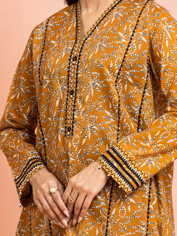 EDENROBE-M3-077-Unstitched Mustard Printed Khaddar 3 Piece