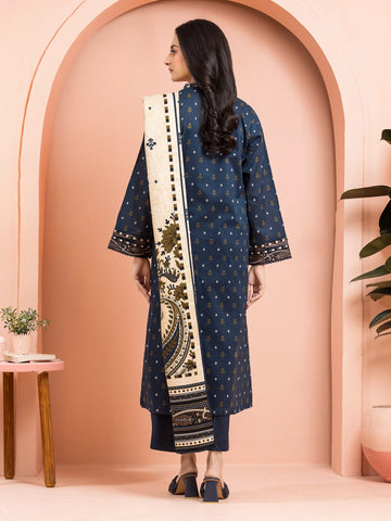 EDENROBE-M3-096-Unstitched Dark Ocean Printed Khaddar 3 Piece