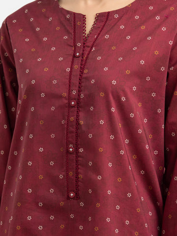 EDENROBE-M3-111-Unstitched Maroon Printed Khaddar 3 Piece