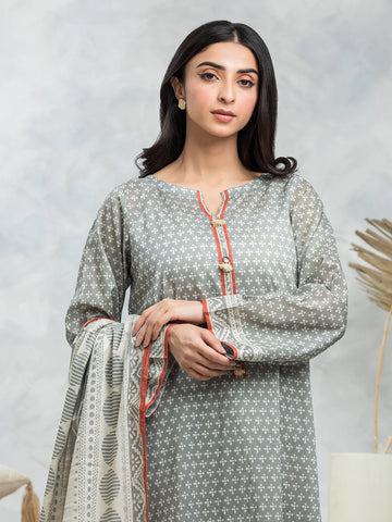 EDENROBE-29049-Unstitched Grey Printed Cambric 2 Piece
