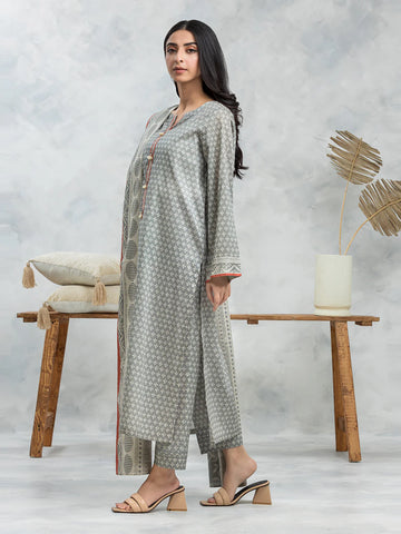 EDENROBE-29049-Unstitched Grey Printed Cambric 2 Piece