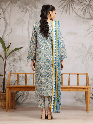 EDENROBE-29620-Unstitched Blue Multi Printed Khaddar 3 Piece