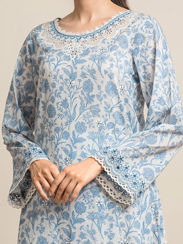 EDENROBE-28606-Unstitched Blue Embroidered Cambric 3 Piece